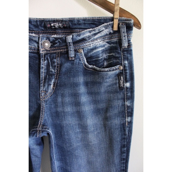 Silver Suki Slim Boot Distressed Jeans 29 8 Preowned - Picture 4 of 10